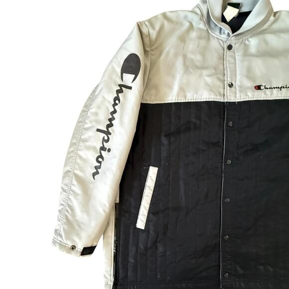 Champion 3XL Black Gray Colorblock Jacket – Logo Sleeve, Oversized Fit - Picture 5 of 8